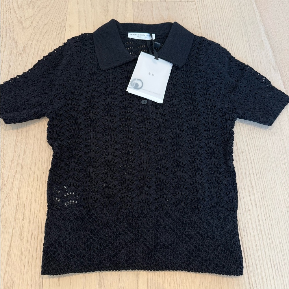Victoria Beckham Mango Black Knit Polo Shirt - Picture 3 of 7